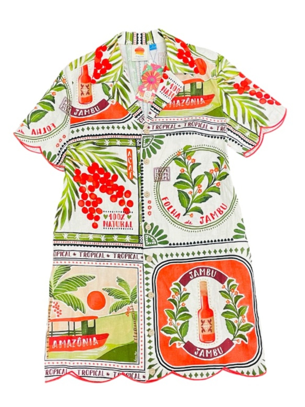 Farm Rio Scalloped Shirt Dress
